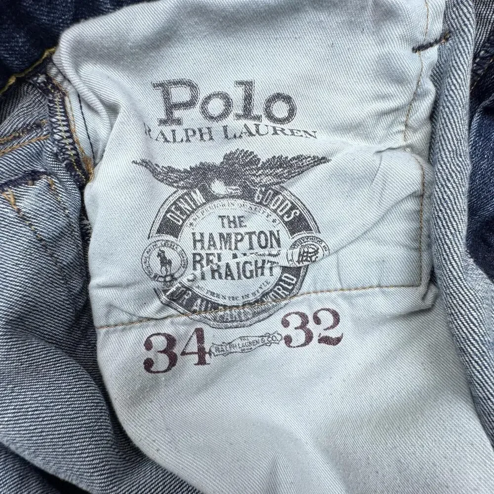 Polo Ralph Lauren Hampton Relaxed Straight Jeans Mens 34x31 Blue Stretch Denim